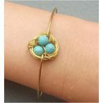 Turquoise Brass Nest Bangle Bracelet