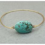 Turquoise Brass Bangle Bracelet