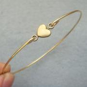 Brass Heart Bangle Bracelet Style 4