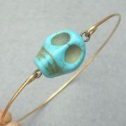 Turquoise Skull Bangle Bracelet Style2