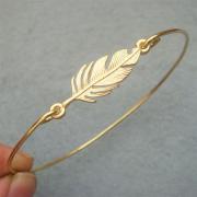 Leaf Brass Bangle Bracelet Style 7